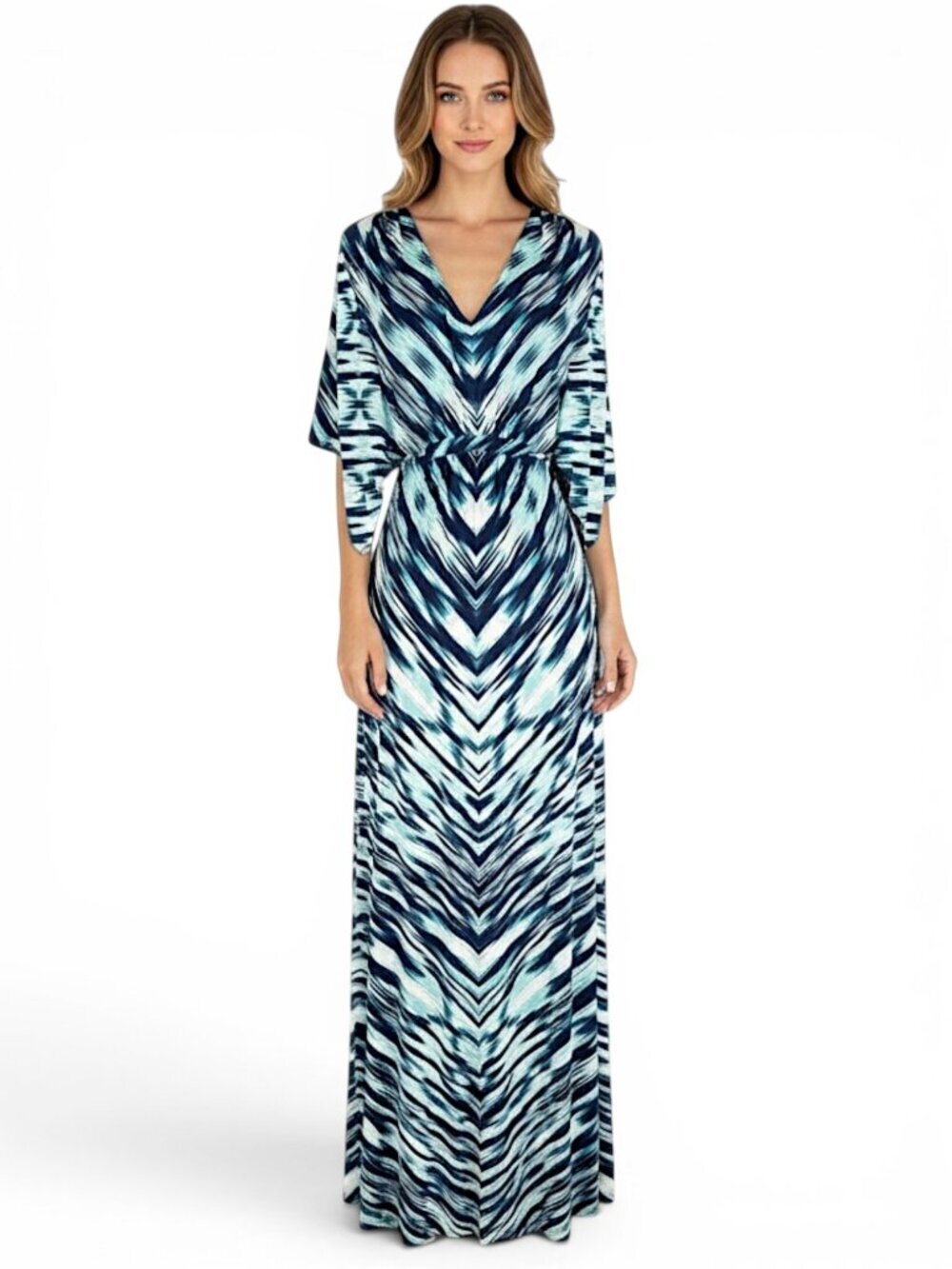 Tommy Bahama Long Beach Wind Maxi Dress Tropical Ocean Deep Color Navy Teal S